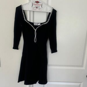Self-Portrait Black Knit Diamanté Mini Dress